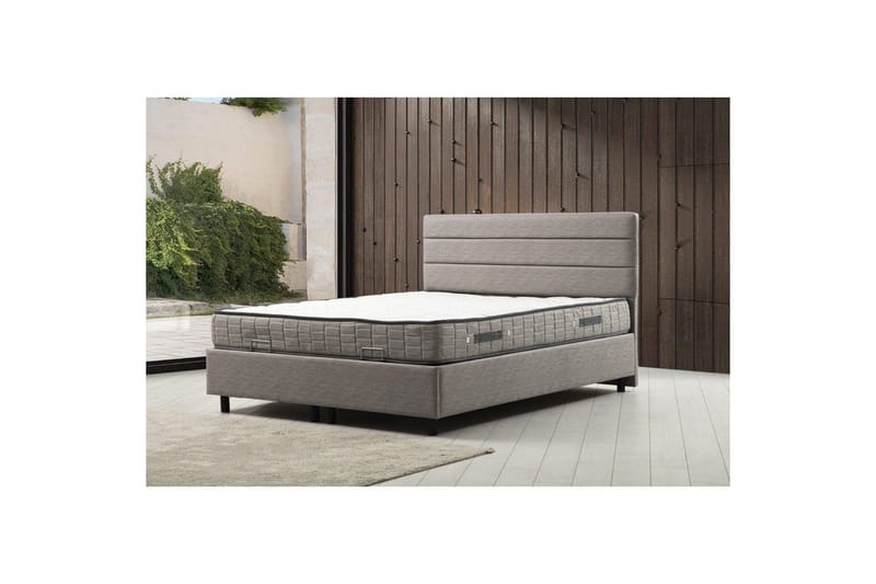 Parivuoteen patja, runko ja sängynpääty Sonyi setti vaaleanharmaa - 160 x 114 x 200 cm - Huonekalut - Sänky - Sänkykehikot & sängynrungot