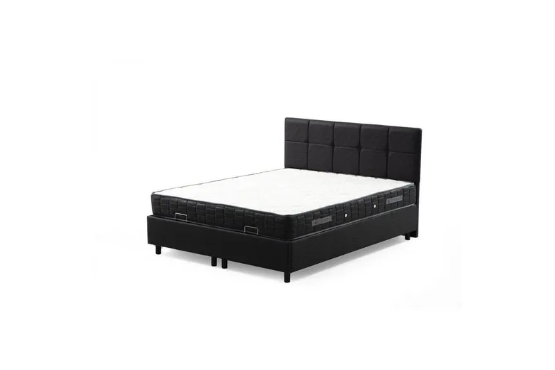 Parivuoteen patja, runko ja sängynpääty Sudalmuni setti antrasiitti, 140 x 114 x 200 cm