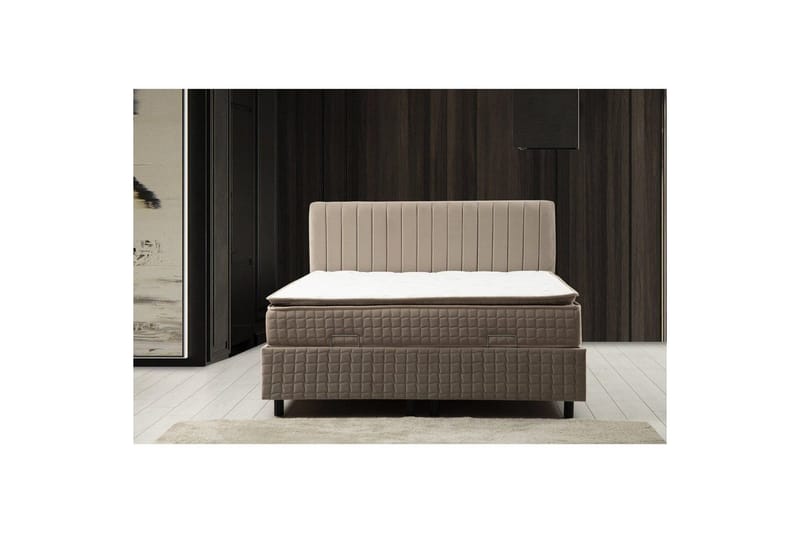 Parivuoteen patja, runko ja sängynpääty Sudamal-setti ruskea - 140 x 114 x 200 cm - Huonekalut - Sänky - Jenkkisängyt