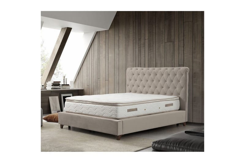 Parivuoteen patja, runko ja sängynpääty Deluxe-setti Beige (140 x 200 cm) - Beige - Huonekalut - Sänky - Sänkypaketti