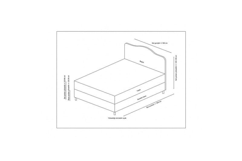 Parivuoteen patja, runko ja sängynpääty Subato Setti (140 x 125 x 200 cm) Antrasiitti - Antrasiitti - Huonekalut - Sänky - Sänkypaketti