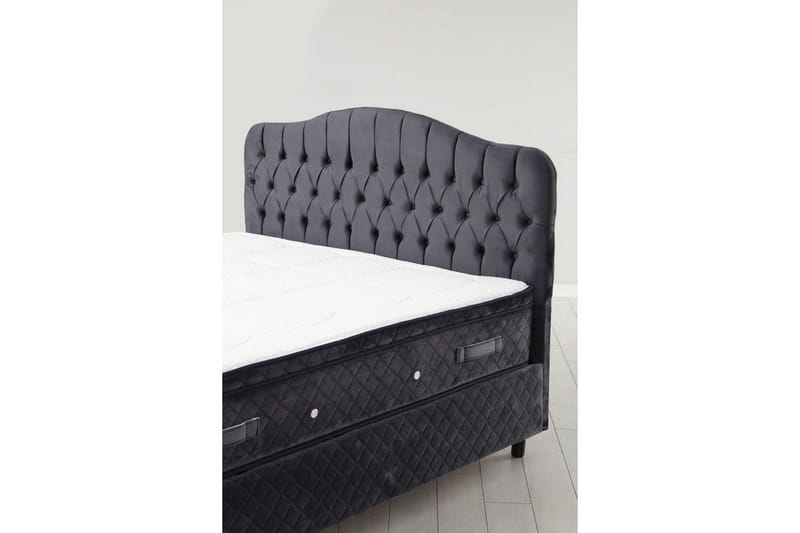 Parivuoteen patja, runko ja sängynpääty Subato Set Antrasiitti - 160 x 125 x 200 cm - Huonekalut - Sänky - Sänkypaketti