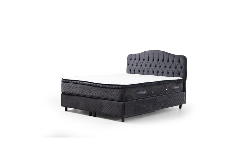 Parivuoteen patja, runko ja sängynpääty Subato Set Antrasiitti - 150 x 125 x 200 cm - Huonekalut - Sänky - Sänkypaketti