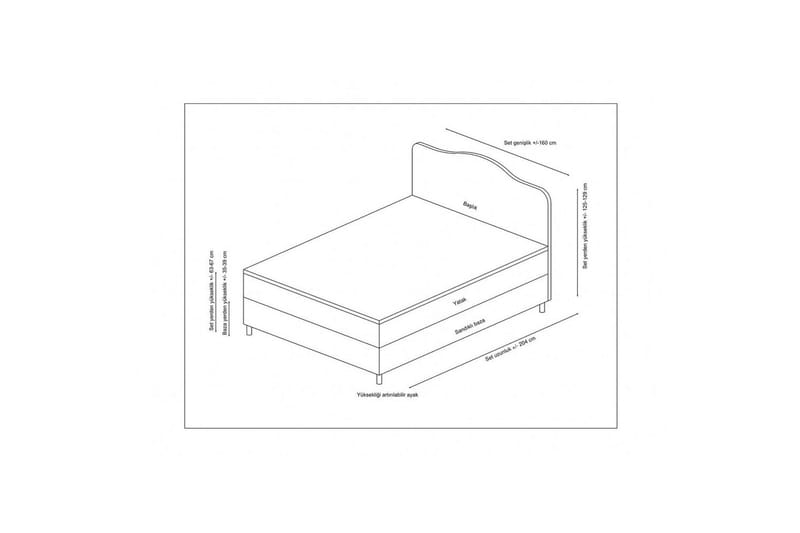 Parivuoteen patja, runko ja sängynpääty Subato Set Antrasiitti - 150 x 125 x 200 cm - Huonekalut - Sänky - Sänkypaketti