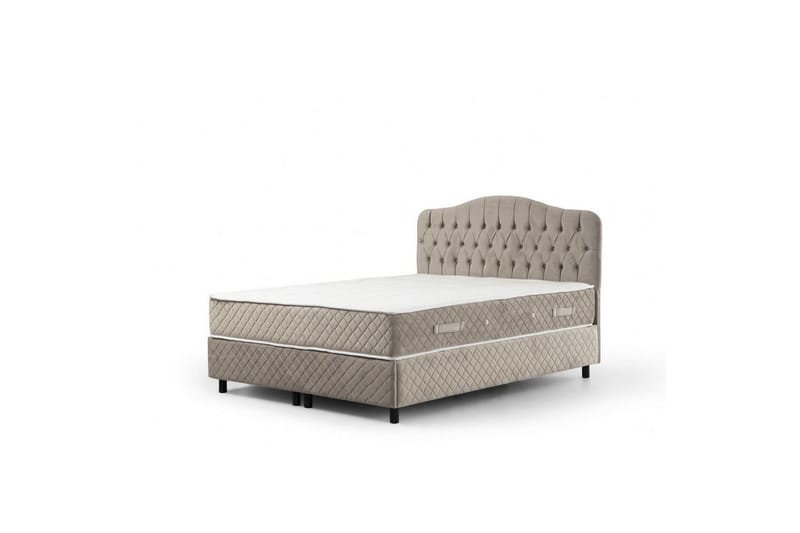 Parivuoteen patja, runko ja sängynpääty Subato Set Beige - 150 x 125 x 200 cm - Huonekalut - Sänky - Sänkypaketti