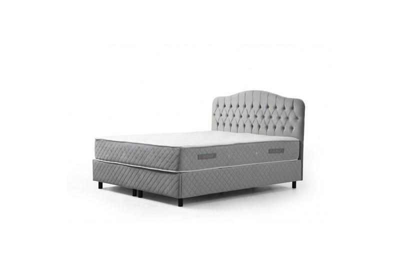 Parivuoteen patja, runko ja sängynpääty Subato Set Harmaa - 150 x 125 x 200 cm - Huonekalut - Sänky - Sänkypaketti