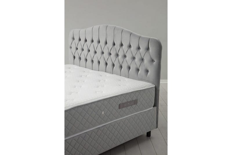 Parivuoteen patja, runko ja sängynpääty Subato Set Harmaa - 150 x 125 x 200 cm - Huonekalut - Sänky - Sänkypaketti
