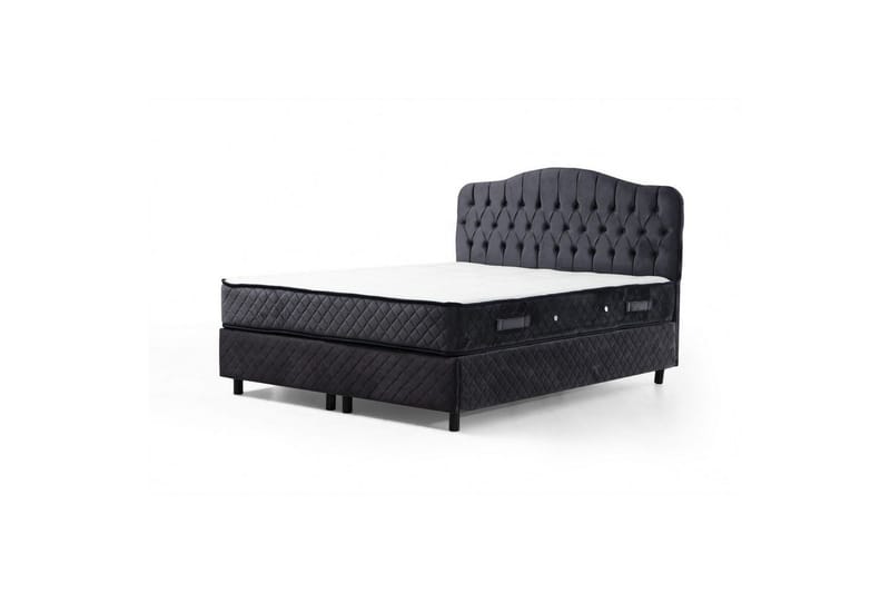 Parivuoteen patja, runko ja sängynpääty Subato Set Antrasiitti - 150 x 125 x 200 cm - Huonekalut - Sänky - Sänkypaketti