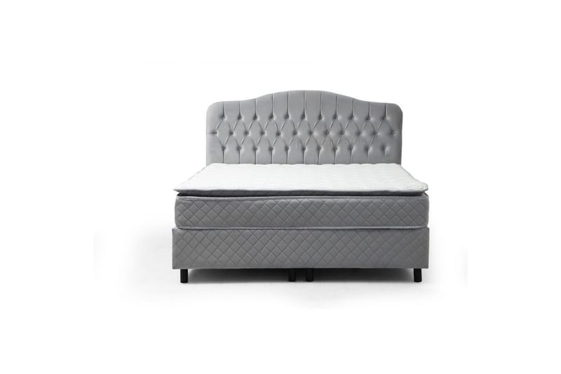 Parivuoteen patja, runko ja sängynpääty Subato Set Harmaa - 150 x 125 x 200 cm - Huonekalut - Sänky - Sänkypaketti