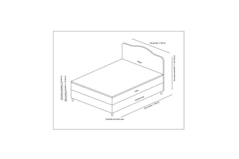 Parivuoteen patja, runko ja sängynpääty Subato Set Harmaa - 150 x 125 x 200 cm - Huonekalut - Sänky - Sänkypaketti