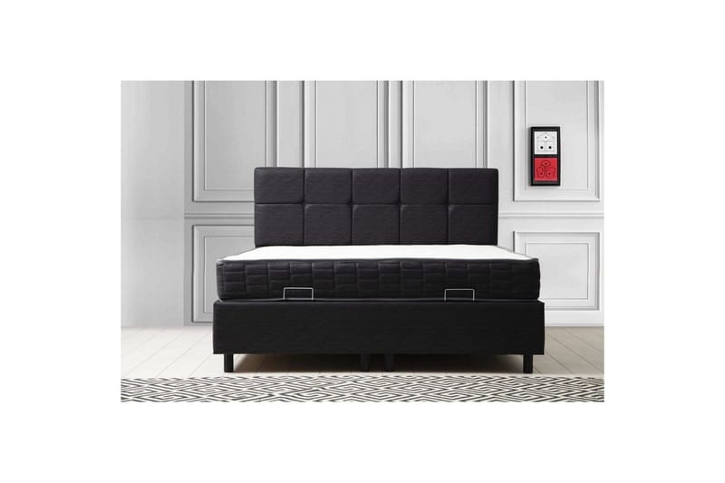 Parivuoteen patja, runko ja sängynpääty Sudalmuni setti antrasiitti - 160 x 114 x 200 cm - Huonekalut - Sänky - Runkopatjasängyt