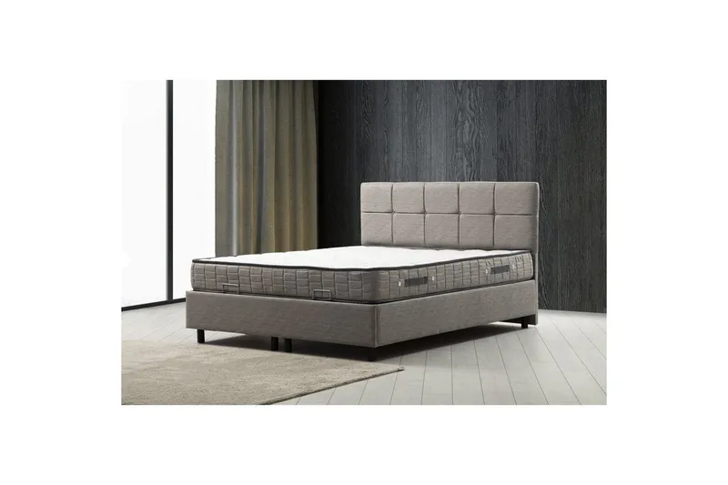 Parivuoteen patja, runko ja sängynpääty Sudalmuni-setti Vaaleanharmaa - 140 x 114 x 200 cm - Huonekalut - Sänky - Runkopatjasängyt