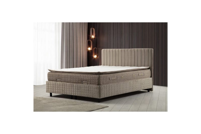 Parivuoteen patja, runko ja sängynpääty Sudamal-setti ruskea - 150 x 114 x 200 cm - Huonekalut - Sänky - Jenkkisängyt