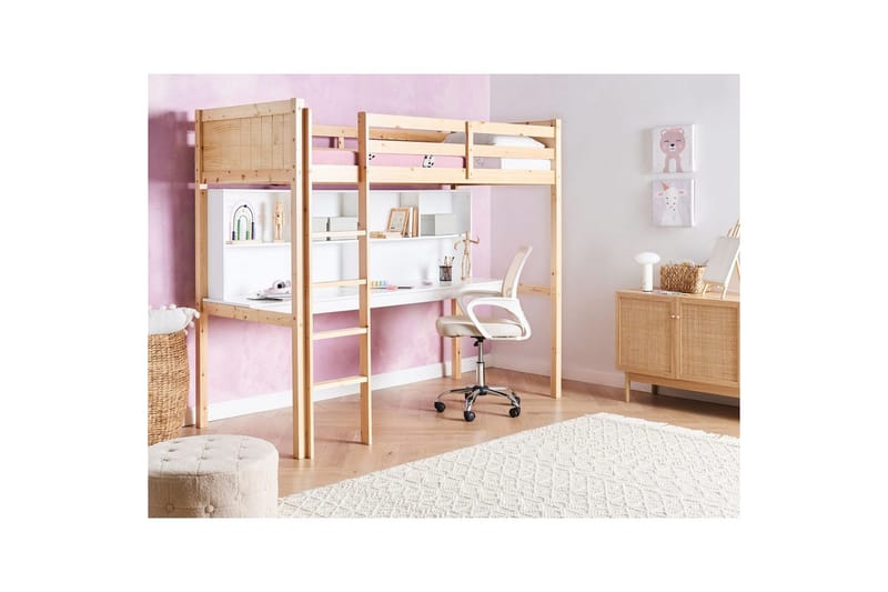 Parvisänky kirjoituspöydällä Foucamont - Vaaleaa puuta, valkoinen - Huonekalut - Sänky - Kerrossängyt