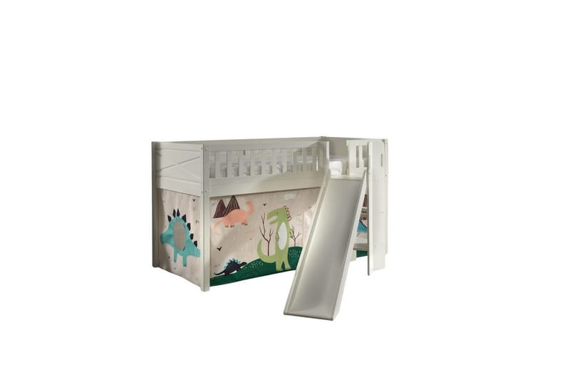 Parvisänky liukumäellä ja yhteensopiva tekstiilisetti (leikkiverho) Scott Dino - Dino - Huonekalut - Sänky - Kerrossängyt