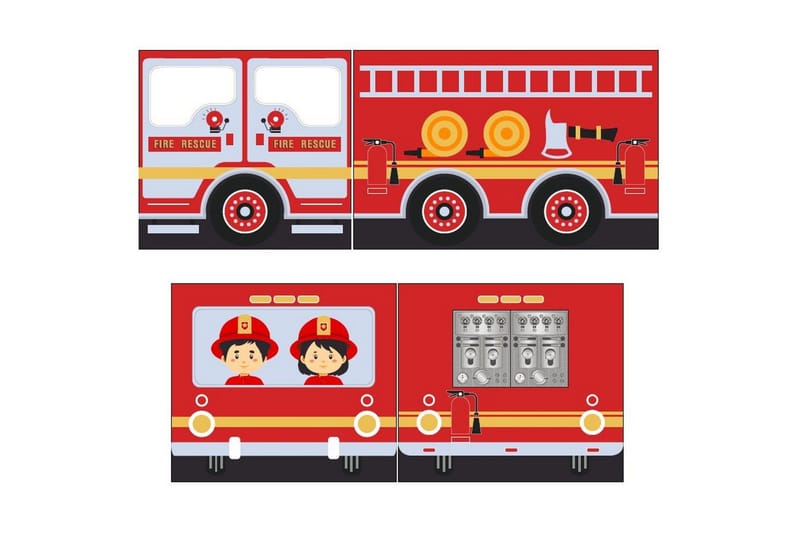 Parvisänky liukumäellä ja yhteensopiva tekstiilisetti (leikkiverho) Scott Paloauto - Paloauto - Huonekalut - Sänky - Kerrossängyt