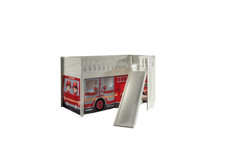 Parvisänky liukumäellä ja yhteensopiva tekstiilisetti (leikkiverho) Scott Paloauto - Paloauto - Huonekalut - Sänky - Kerrossängyt