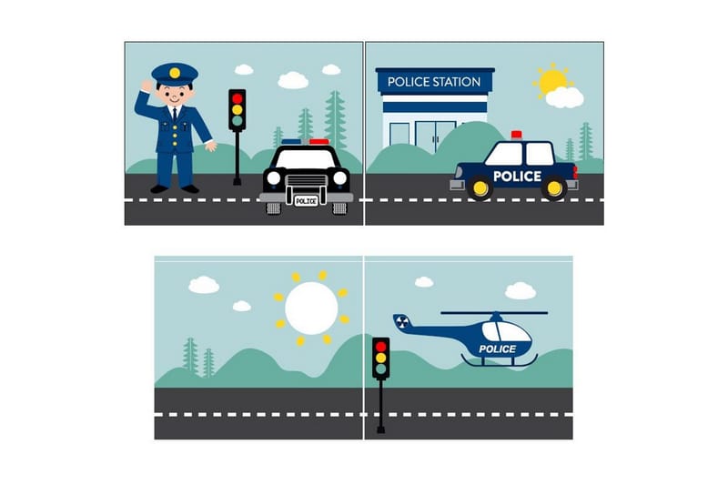 Parvisänky liukumäellä ja yhteensopiva tekstiilisetti (leikkiverho) Scott Poliisi - Poliisi - Huonekalut - Sänky - Kerrossängyt