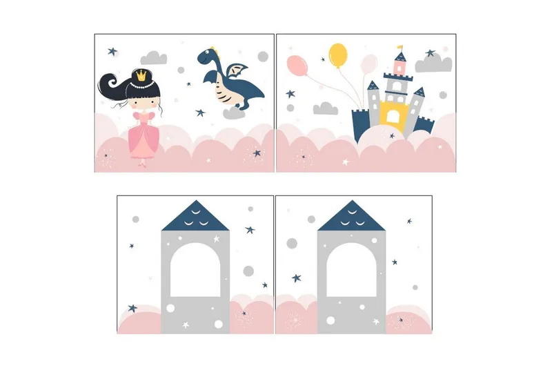 Parvisänky tikkailla ja yhteensopiva tekstiilisetti (leikkiverho) Scott Prinsessa Sophie - Prinsessa Sophie - Huonekalut - Sänky - Kerrossängyt