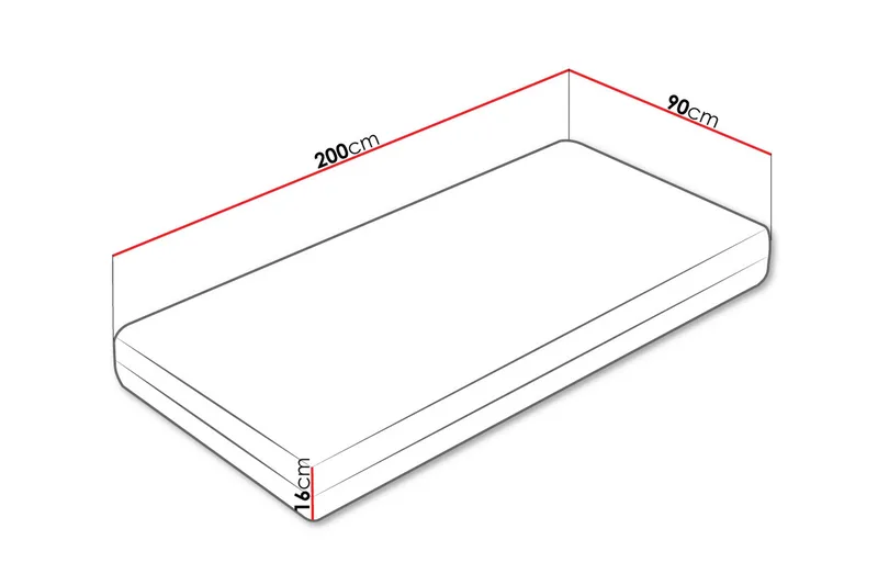 Gamini Vaahdotusmadrassi 90x200 cm - Valkoinen - Huonekalut - Sänky - Patja - Vaahtomuovipatja