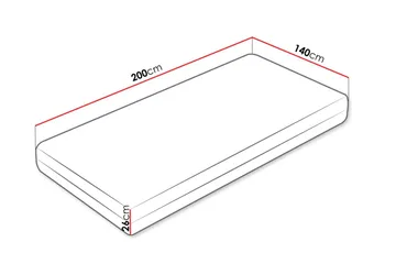 Hoefler Vaahdotettu Patja 140x200 cm - Valkoinen - Huonekalut - Sänky - Patja - Vaahtomuovipatja