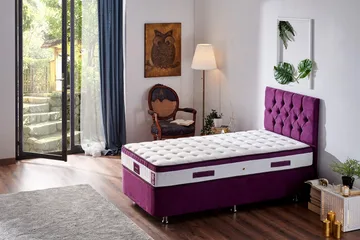 Joustinpatja 90x190 cm - Valkoinen/Liila - Huonekalut - Sänky - Patja - Joustinpatjat