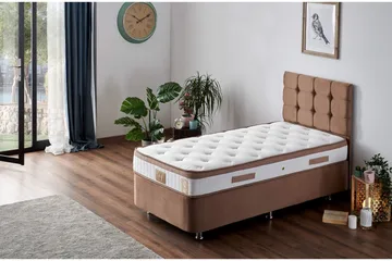 Joustinpatja 90x190 cm - Valkoinen/Ruskea - Huonekalut - Sänky - Patja - Joustinpatjat