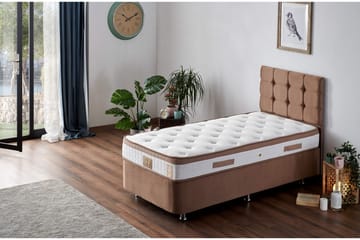 Joustinpatja 90x200 cm - Valkoinen/Ruskea - Huonekalut - Sänky - Patja - Joustinpatjat