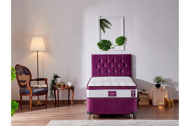 Joustinpatja 120x200 cm - Valkoinen/Liila - Huonekalut - Sänky - Patja - Joustinpatjat