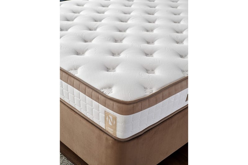 Joustinpatja 140x190 cm - Valkoinen/Ruskea - Huonekalut - Sänky - Patja - Joustinpatjat