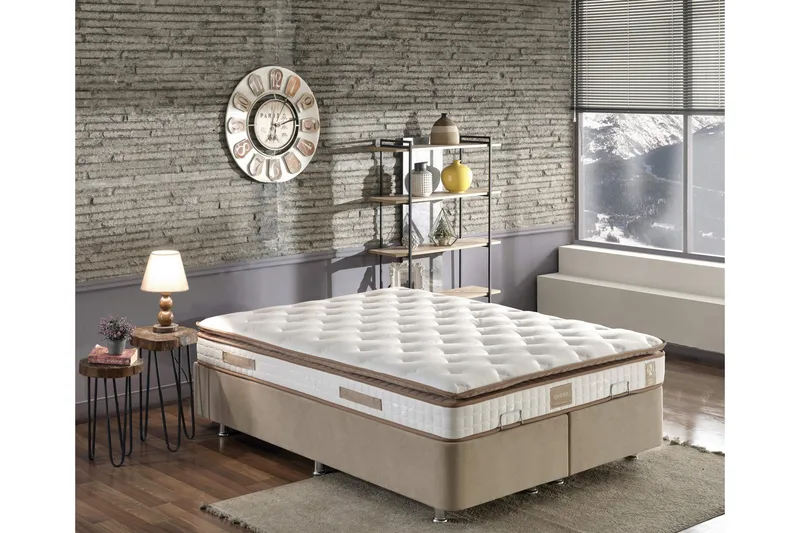 Joustinpatja 140x200 cm, Valkoinen/Ruskea