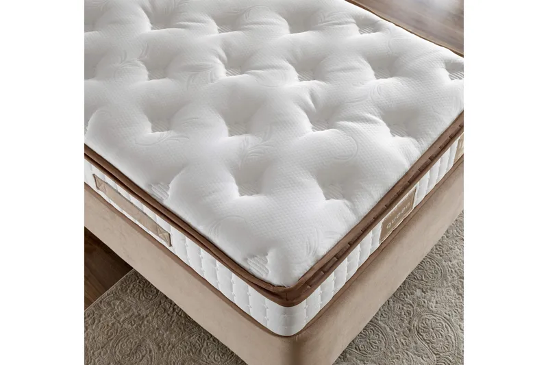 Joustinpatja 140x200 cm - Valkoinen/Ruskea - Huonekalut - Sänky - Patja - Joustinpatjat