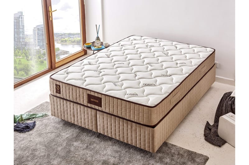Joustinpatja 150x200 cm - Valkoinen/Beige - Huonekalut - Sänky - Patja - Joustinpatjat