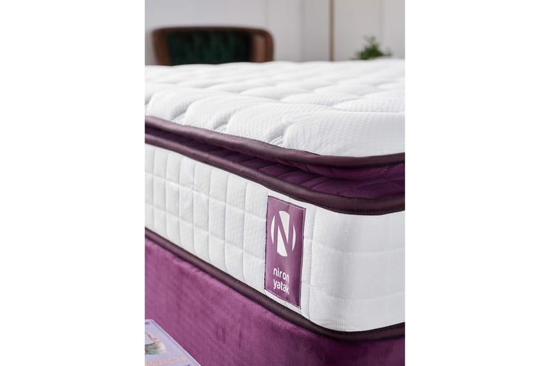 Joustinpatja 150x200 cm - Valkoinen/Liila - Huonekalut - Sänky - Patja - Joustinpatjat