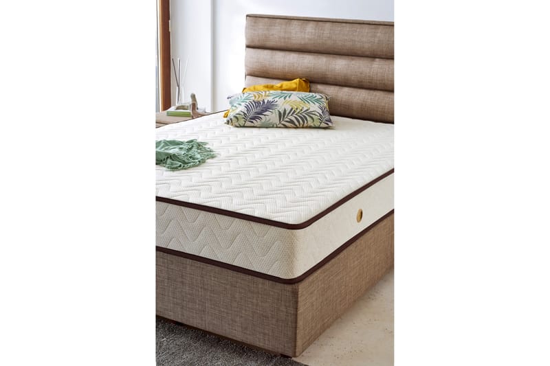 Joustinpatja 160x200 cm - Valkoinen / Ruskea - Huonekalut - Sänky - Patja - Joustinpatjat