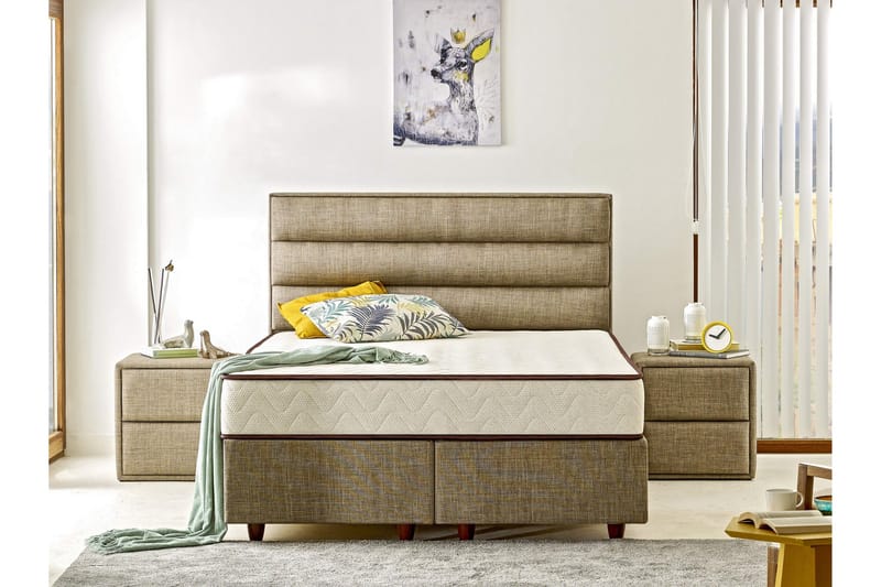 Joustinpatja 160x200 cm - Valkoinen / Ruskea - Huonekalut - Sänky - Patja - Joustinpatjat