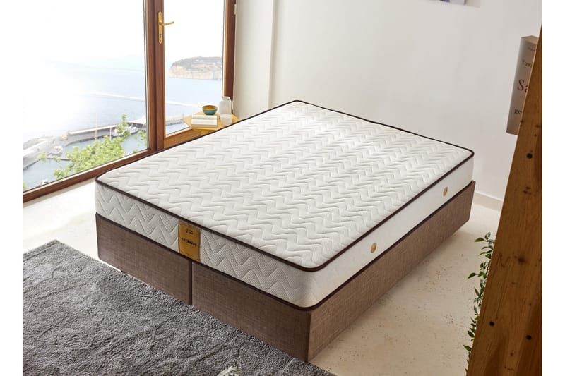 Joustinpatja 160x200 cm - Valkoinen / Ruskea - Huonekalut - Sänky - Patja - Joustinpatjat