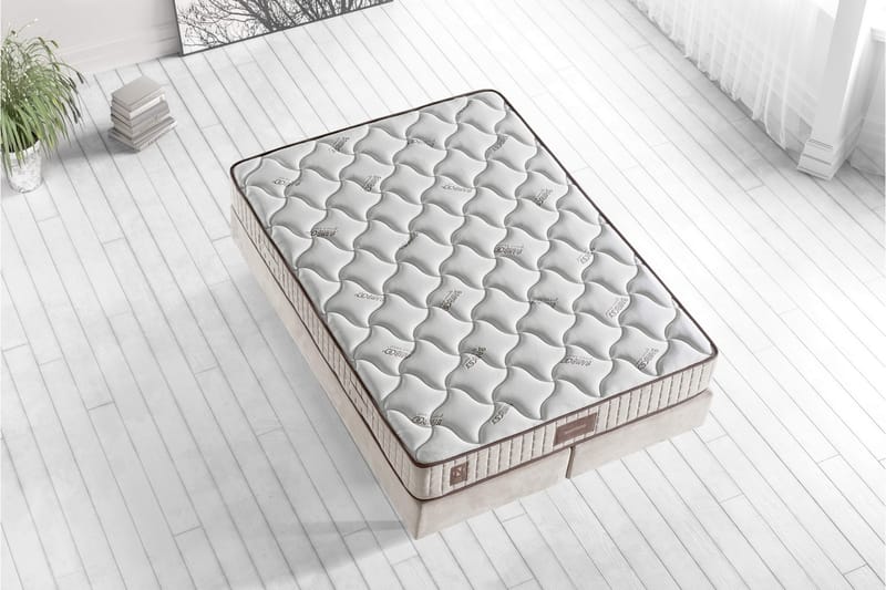 Joustinpatja 200x200 cm - Valkoinen/Beige - Huonekalut - Sänky - Patja - Joustinpatjat