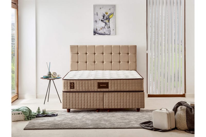 Joustinpatja 200x200 cm - Valkoinen/Beige - Huonekalut - Sänky - Patja - Joustinpatjat