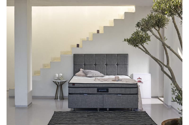 Joustinpatja 200x200 cm - Valkoinen/Harmaa - Huonekalut - Sänky - Patja - Joustinpatjat