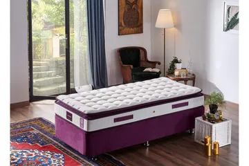Joustinpatja 90x190 cm - Valkoinen/Liila - Huonekalut - Sänky - Patja - Joustinpatjat