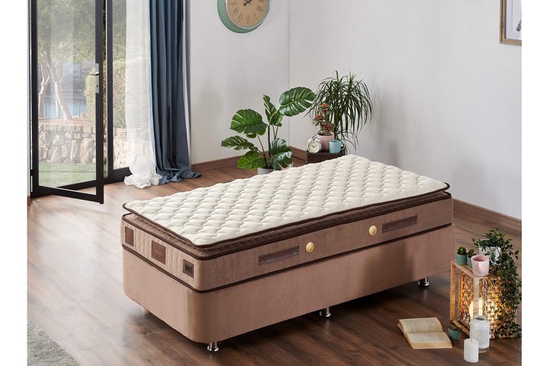 Joustinpatja 90x190 cm - Valkoinen/Ruskea - Huonekalut - Sänky - Patja - Joustinpatjat