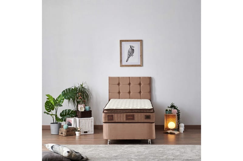 Joustinpatja 90x190 cm - Valkoinen/Ruskea - Huonekalut - Sänky - Patja - Joustinpatjat