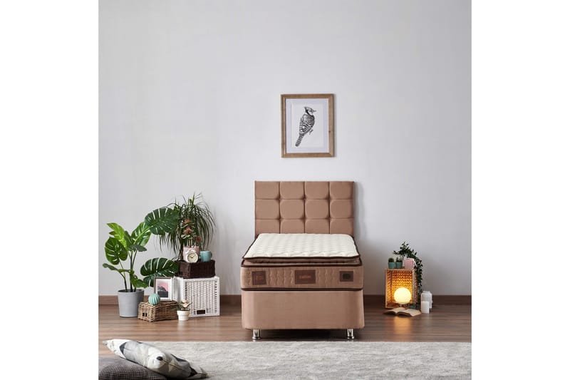 Joustinpatja 90x200 cm - Valkoinen/Ruskea - Huonekalut - Sänky - Patja - Joustinpatjat