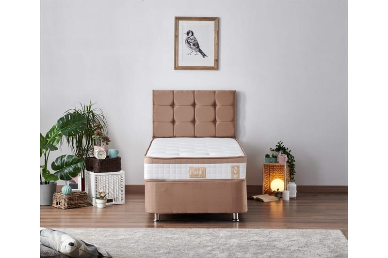 Joustinpatja 90x200 cm - Valkoinen/Ruskea - Huonekalut - Sänky - Patja - Joustinpatjat