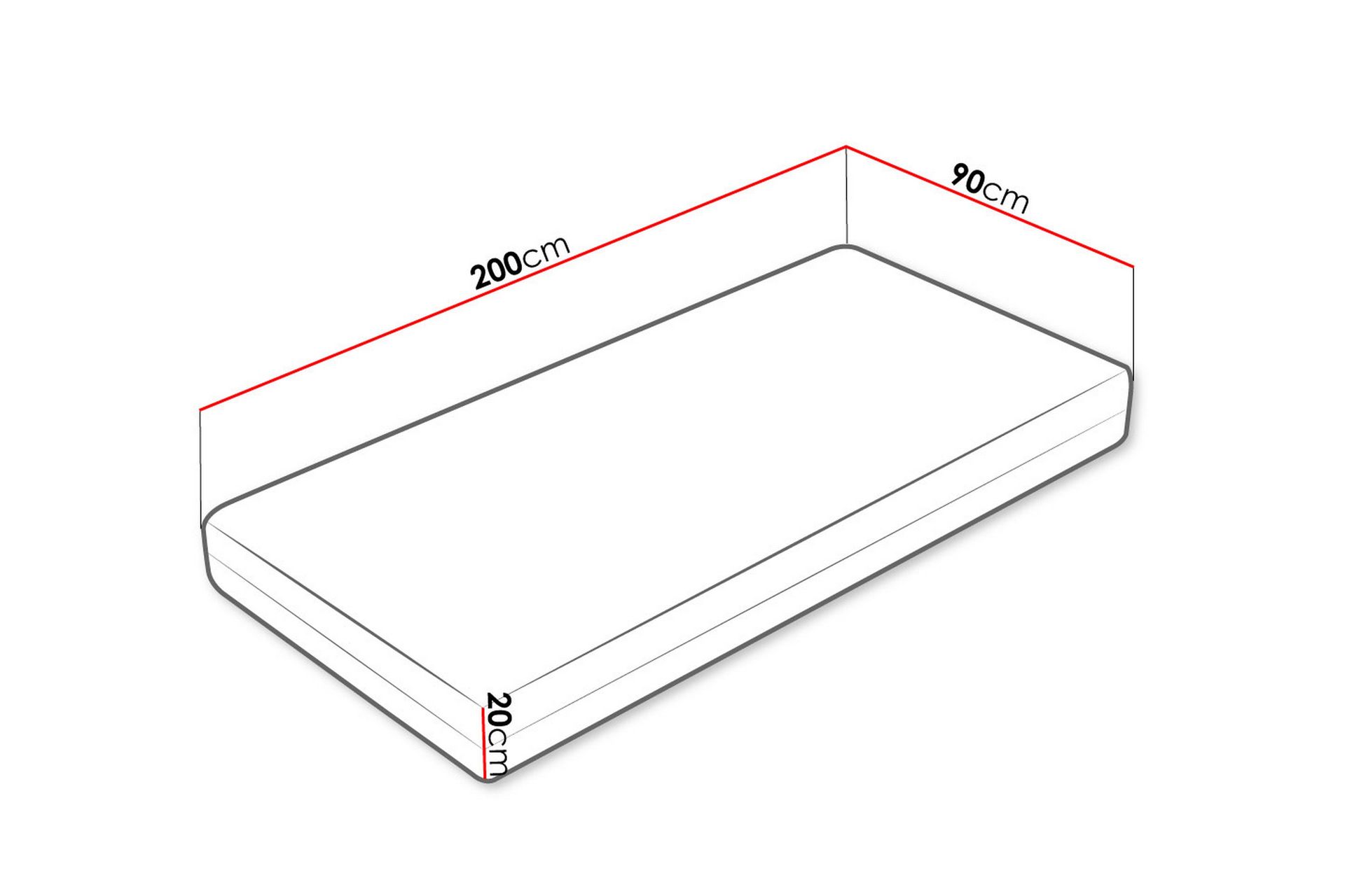 Profi Patja 200x90x20 cm - Huonekalut - Sänky - Patja - Joustinpatjat