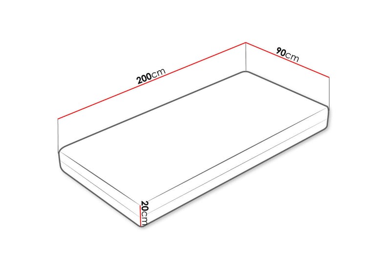 Patja Mebane Hard 90x200 cm - Valkoinen - Huonekalut - Sänky - Patja - Petauspatja & sijauspatja