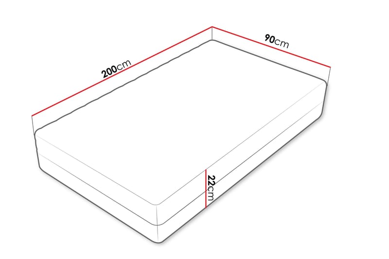 Unona Foam Patja 200x90 cm - Huonekalut - Sänky - Patja - Vaahtomuovipatja