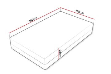 Unona Foam Patja 200x180 cm - Beige - Huonekalut - Sänky - Patja - Vaahtomuovipatja