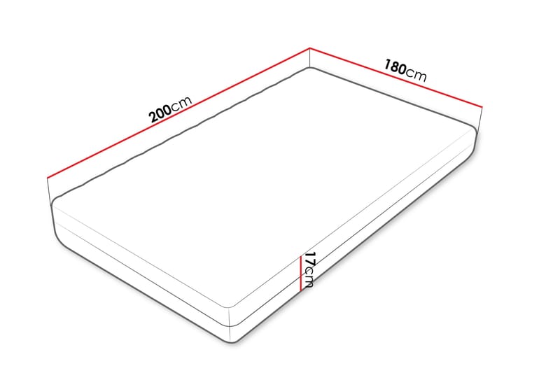 Unona Foam Patja 200x180 cm - Musta - Huonekalut - Sänky - Patja - Vaahtomuovipatja